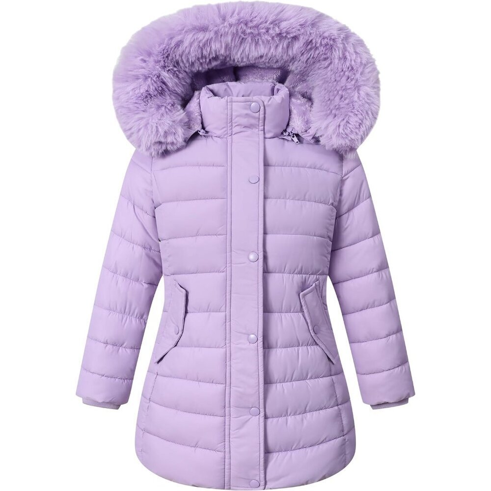 Girl's Winter Waterproof Warm Long Coat,Kids Puffer Jacket Outerwear Parka,Remov